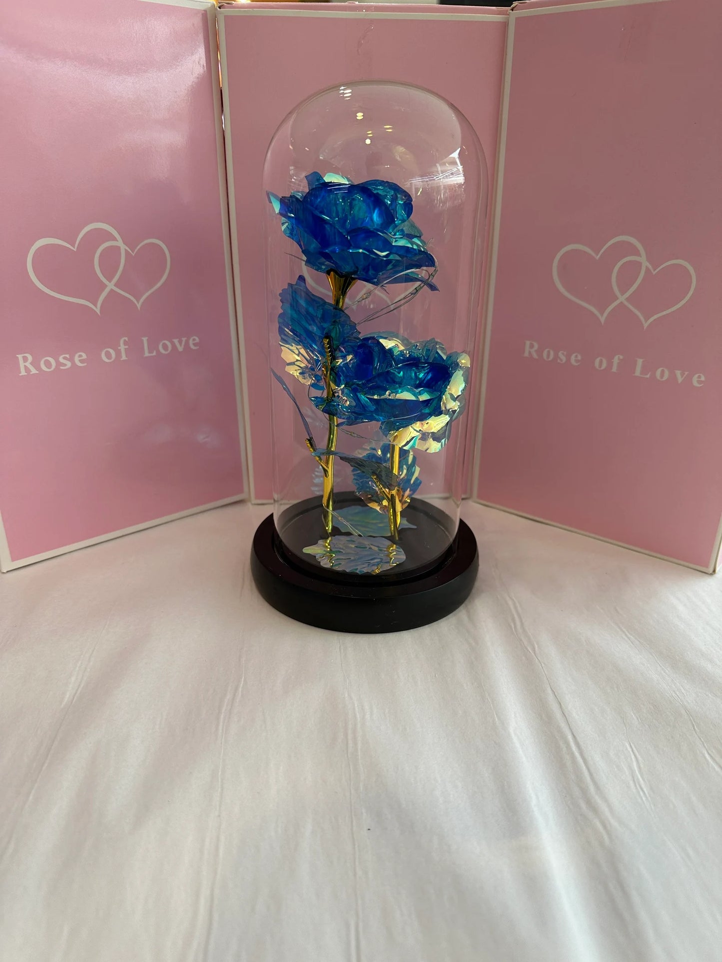 Erensuzzi Galaxy Rose(Blue) in glass dome with multi color LED lights!